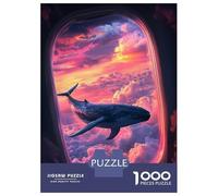 Hard Jigsaw Puzzle for Adults 1000 Pieces Whale in The Clouds Adult Jigsaw Relaxing Games Difficult Hard Educational Challenge 52x38cm/1000pcs