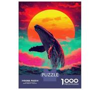 Hard Jigsaw Puzzle for Adults 1000 Pieces Whale Jumping Sunset Adult Puzzles Hands-on Game Home Decoration Educational Challenge 38x26cm/1000pcs