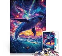 Hard Jigsaw Puzzle for Adults 1000 Pieces Whale Leaping into Space Made of cardboard for ages 14 and over Home Decor As a gift for the whole family and friends。size：38x52cm/14.96x20.47inch
