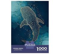 Hard Jigsaw Puzzle for Adults 1000 Pieces Whale Shark Gold Line Art Puzzles for Adults Toy Wall Decor Stress Reliever Birthday Present, Gifts, 52x38cm/1000pcs