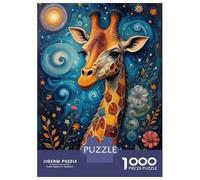 Hard Jigsaw Puzzle for Adults 1000 Pieces Whimsical Giraffe in A Starry Night Jigsaw for Adults Hands-on Game Wall Art Birthday Present, Gifts, 52x38cm/1000pcs