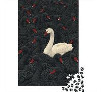 Hard Jigsaw Puzzle for Adults 1000 Pieces White Swan Among Black Birds -3 Adult Jigsaw Relaxing Games Difficult Hard Educational Challenge 38x26cm/1000pcs