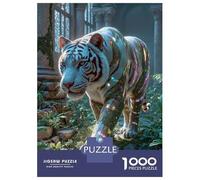 Hard Jigsaw Puzzle for Adults 1000 Pieces White Tiger in Ancient Ruins Puzzles for Adults DIY Toys Improve Memory Birthday Present, Gifts, 70x50cm/1000pcs