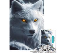 Hard Jigsaw Puzzle for Adults 1000 Pieces White Wolf with Glowing Eyes Help The Brain Exercise For Family Fun Educational Toy for Ages 14 And over (38X26cm)