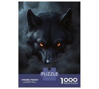 Hard Jigsaw Puzzle for Adults 1000 Pieces Wild Black Wolf Halloween Puzzles for Adults DIY Toys Improve Memory Birthday Present, Gifts, 38x26cm/1000pcs