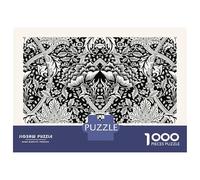 Hard Jigsaw Puzzle for Adults 1000 Pieces William Morris Windrush Black & White Puzzles for Adults Family Games Pattern Assembly Challenging To Complete 38x26cm/1000pcs