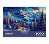 Hard Jigsaw Puzzle for Adults 1000 Pieces Winter Cabin in Mountains Adult Jigsaw Puzzle Relax Games Enhance Memory Educational Challenge 70x50cm/1000pcs