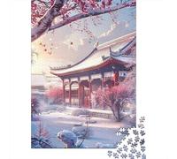 Hard Jigsaw Puzzle for Adults 1000 Pieces Winter Cherry Blossom Garden-2 Adult Jigsaw Relaxing Games Difficult Hard Educational Challenge 70x50cm/1000pcs