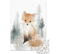 Hard Jigsaw Puzzle for Adults 1000 Pieces Winter Fox Illustration-1 Jigsaw Puzzle Anti-Stress Toys Precision Cutting Great Gift for Gaming 70x50cm/1000pcs