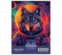 Hard Jigsaw Puzzle for Adults 1000 Pieces Wolf Astronaut Space Jigsaw for Adults Relax Games Difficult Challenge Birthday Present, Gifts, 52x38cm/1000pcs