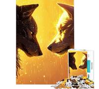 Hard Jigsaw Puzzle for Adults 1000 Pieces Wolf Duel in Flame Help The Brain Exercise For Family Fun Educational Toy for Ages 14 And over (50X75cm)