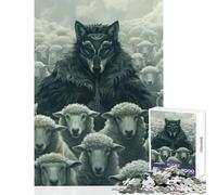 Hard Jigsaw Puzzle for Adults 1000 Pieces Wolf Mask Sheep Leader Toy Wall Decor Great Gift Practical Game Every Piece Is Unique - Size 38x52cm
