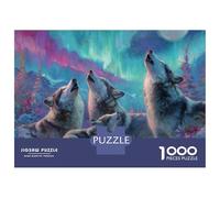 Hard Jigsaw Puzzle for Adults 1000 Pieces Wolf Pack Howling at Moon Adult Jigsaw Relaxing Games Difficult Hard Educational Challenge 70x50cm/1000pcs
