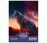 Hard Jigsaw Puzzle for Adults 1000 Pieces Wolf Sunset Puzzles for Adults DIY Toys Improve Memory Birthday Present, Gifts, 52x38cm/1000pcs