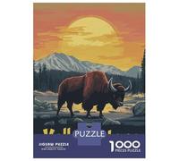 Hard Jigsaw Puzzle for Adults 1000 Pieces Yellowstone Bison Sunset Jigsaw Brain Teaser Game Analysis And Logic Great Gift for Gaming 38x26cm/1000pcs