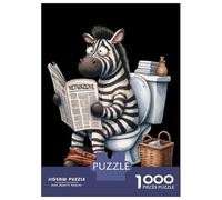 Hard Jigsaw Puzzle for Adults 1000 Pieces Zebra on Toilet Reading Newspaper Puzzle for Adults Hands-on Game Difficult Hard Birthday Present, Gifts, 38x26cm/1000pcs