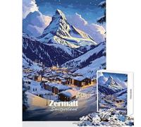 Hard Jigsaw Puzzle for Adults 1000 Pieces Zermatt Switzerland Mountain Village 1000 Jigsaw Puzzle Relax Games Gifts For Birthdays Family Activities (38x52cm)
