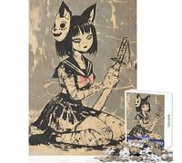 Hard Jigsaw Puzzle for Adults 1000 Pieces Zombie Anime Cat School Girl Educational Toy Great Gift for Games Educational Games Artists' Collection, Fine Arts Size 50x75cm
