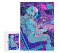 Hard Jigsaw Puzzle for Adults 300 PCS Astronaut 80S Neon Puzzle for Adults Relax Games Difficult Challenge Challenging To Complete 300 PCS