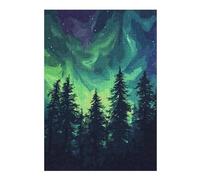 Hard Jigsaw Puzzle for Adults 300 PCS Aurora Forest Adult Jigsaw Brain Teaser Game Home Decoration Educational Challenge 300 PCS