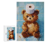 Hard Jigsaw Puzzle for Adults 300 PCS Bathroom Bear with Toilet Paper Hat Puzzles for Teenagers But Fun And Humorous Challenging To Complete Stress Reduction Gifts 300 PCS
