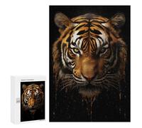 Hard Jigsaw Puzzle for Adults 300 PCS Black Dark Bengal Tiger Puzzle for Adults Relax Games Difficult Challenge Challenging To Complete 300 PCS