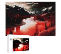 Hard Jigsaw Puzzle for Adults 300 PCS Blood Red River Jigsaws for Adults Fun Games Home Decoration Educational Challenge 300 PCS