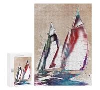 Hard Jigsaw Puzzle for Adults 300 PCS Boats Racing Sport Art Puzzle for Adults Relax Games Difficult Challenge Challenging To Complete 300 PCS