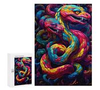 Hard Jigsaw Puzzle for Adults 300 PCS Colorful Serpent Illustration Adult Puzzles Family Game For Family Fun Great Gift for Gaming 300 PCS