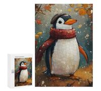 Hard Jigsaw Puzzle for Adults 300 PCS Cozy Penguin in Autumn Puzzle for Adults Relax Games Difficult Challenge Challenging To Complete 300 PCS