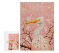 Hard Jigsaw Puzzle for Adults 300 PCS Elegant Heron with Cherry Blossoms Puzzle for Adults Relax Games Difficult Challenge Challenging To Complete 300 PCS