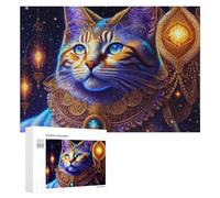 Hard Jigsaw Puzzle for Adults 300 PCS Enchanted Celestial Cat Necklace Adult Puzzles Family Game For Family Fun Great Gift for Gaming 300 PCS
