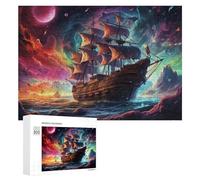 Hard Jigsaw Puzzle for Adults 300 PCS Fantasy Pirate Ship Adventure Puzzle for Adults Brain Teaser Game Birthday Present Birthday Present, Gifts, 300 PCS