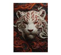 Hard Jigsaw Puzzle for Adults 300 PCS Fierce White Tiger Adult Jigsaw Brain Teaser Game Home Decoration Educational Challenge 300 PCS