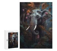 Hard Jigsaw Puzzle for Adults 300 PCS Floral Magical Elephant Puzzle for Adults Relax Games Difficult Challenge Challenging To Complete 300 PCS