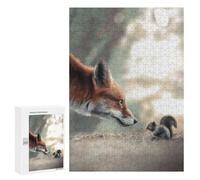 Hard Jigsaw Puzzle for Adults 300 PCS Fox Meets Squirrel Puzzle for Adults Relax Games Difficult Challenge Challenging To Complete 300 PCS