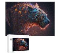 Hard Jigsaw Puzzle for Adults 300 PCS Galactic Leopard Cosmic Artwork -2 Adult Puzzles Family Game For Family Fun Great Gift for Gaming 300 PCS
