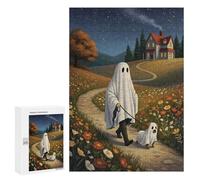 Hard Jigsaw Puzzle for Adults 300 PCS Ghost And Dog Walking on Path Puzzle for Adults Relax Games Difficult Challenge Challenging To Complete 300 PCS