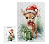Hard Jigsaw Puzzle for Adults 300 PCS Jolly Happy Deer Christmas Puzzle for Adults Relax Games Difficult Challenge Challenging To Complete 300 PCS