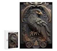 Hard Jigsaw Puzzle for Adults 300 PCS King Golden Eagle Art Deco Jigsaws for Adults Fun Games Home Decoration Educational Challenge 300 PCS