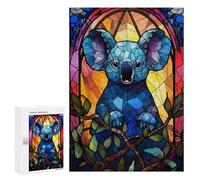 Hard Jigsaw Puzzle for Adults 300 PCS Koala Bear Stained Glass Puzzle for Adults Brain Teaser Game Birthday Present Birthday Present, Gifts, 300 PCS
