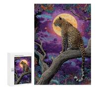 Hard Jigsaw Puzzle for Adults 300 PCS Leopard Moonlit Forest Art Print Puzzles for Teenagers But Fun And Humorous Challenging To Complete Stress Reduction Gifts 300 PCS