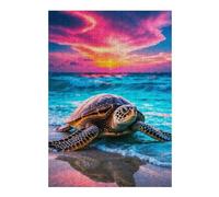 Hard Jigsaw Puzzle for Adults 300 PCS Majestic Sea Turtle at Sunset Jigsaws for Adults Hands-on Game A Work of Art Great Gift for Gaming 300 PCS