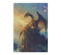 Hard Jigsaw Puzzle for Adults 300 PCS Mystical Dragon On A Cliff Jigsaws for Adults Hands-on Game A Work of Art Great Gift for Gaming 300 PCS