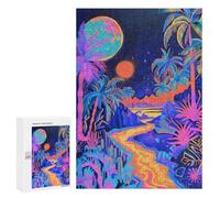 Hard Jigsaw Puzzle for Adults 300 PCS Neon Tropical Night Scene Puzzles for Teenagers But Fun And Humorous Challenging To Complete Stress Reduction Gifts 300 PCS