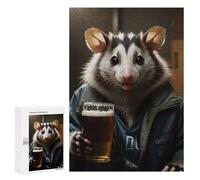 Hard Jigsaw Puzzle for Adults 300 PCS Opossum Drinking Funny Puzzle for Adults Relax Games Difficult Challenge Challenging To Complete 300 PCS