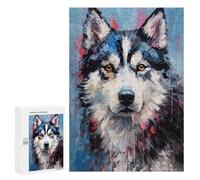 Hard Jigsaw Puzzle for Adults 300 PCS Palette Husky Dog Painting Puzzle for Adults Brain Teaser Game Birthday Present Birthday Present, Gifts, 300 PCS