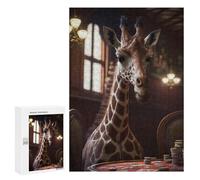 Hard Jigsaw Puzzle for Adults 300 PCS Poker Giraffe Puzzle for Adults Relax Games Difficult Challenge Challenging To Complete 300 PCS