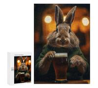 Hard Jigsaw Puzzle for Adults 300 PCS Rabbit Drinking Beer Pint Puzzle for Adults Brain Teaser Game Birthday Present Birthday Present, Gifts, 300 PCS
