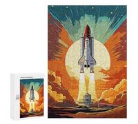 Hard Jigsaw Puzzle for Adults 300 PCS Rocket Go Space Puzzle for Adults Relax Games Difficult Challenge Challenging To Complete 300 PCS